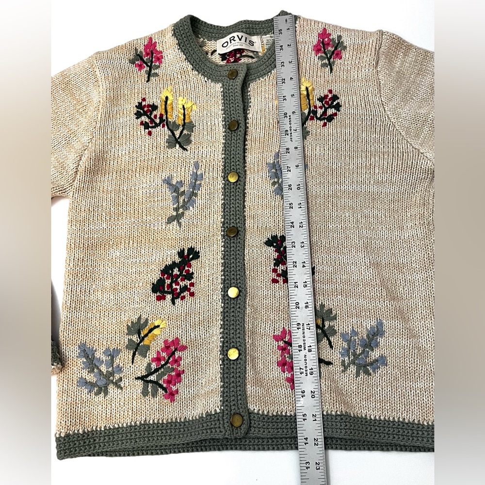 Vintage Orvis Sweater Cardigan Floral Embroidered Grannycore Cottagecore Small - Picture 7 of 7